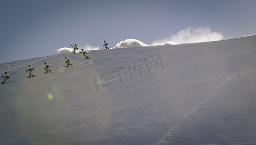 滑雪线摄影照片_单板滑雪线