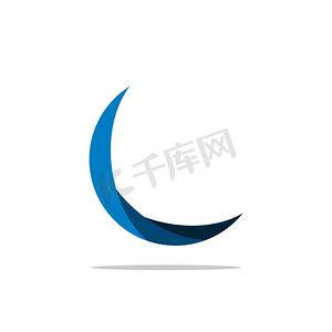 插画元素摄影照片_抽象的蓝月亮标志模板插画设计。