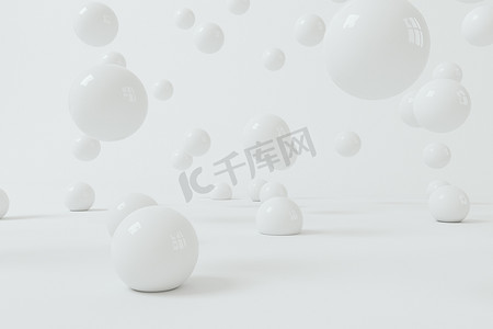弹跳软球有白色背景，3D 渲染。