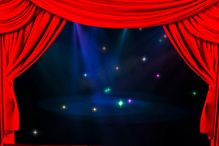 剧院幕布和舞台灯光。