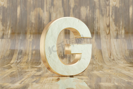 金色 3d 字母 G 大写。