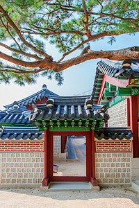 福背景摄影照片_景福宫在韩国首尔。