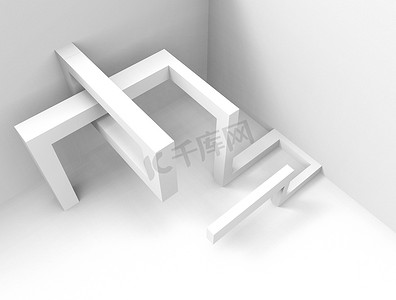3D 渲染-白色立方体模型