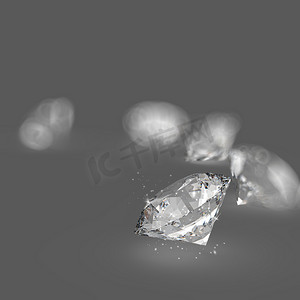 灰色背景上的钻石 3d 成分