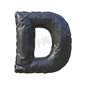 黑色皮革字体 Letter D 3D