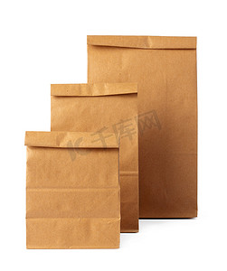 白色背景上的棕色牛皮纸袋包装模板