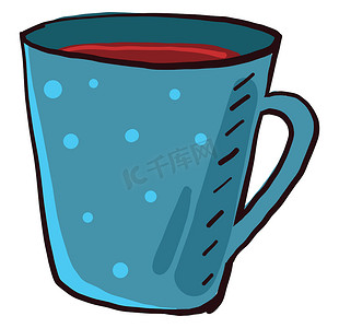 蓝杯茶，插图，白色背景矢量