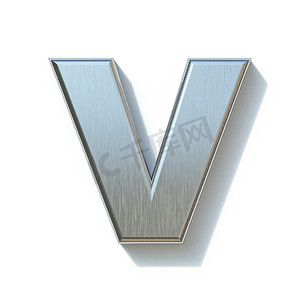 拉丝金属字体字母 V 3D