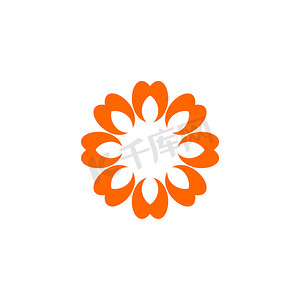插画橙色摄影照片_橙色观赏花卉标志模板插画设计插画设计。