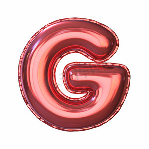 字迹字体摄影照片_红色金属气球字体字母 G 3D