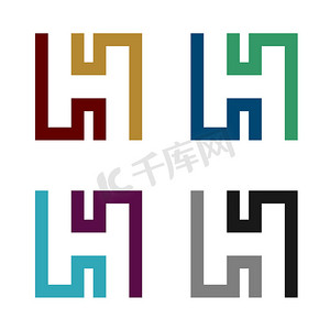设置 H 字母徽标模板插图设计插图设计。