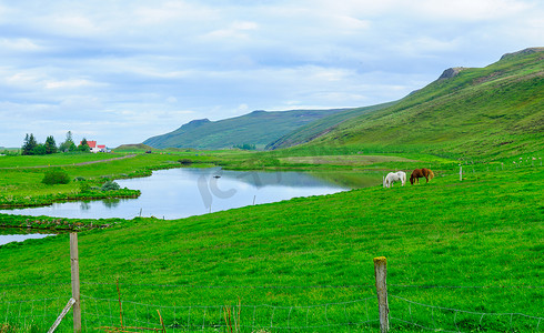 冰岛东北部的乡村风景