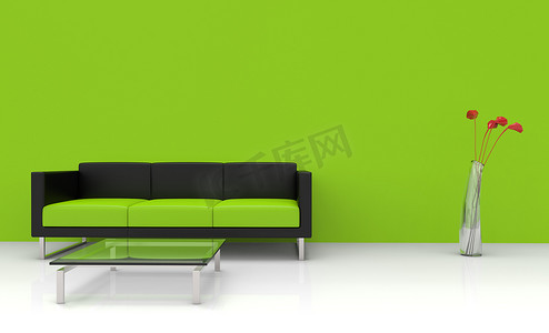 现代绿色客厅