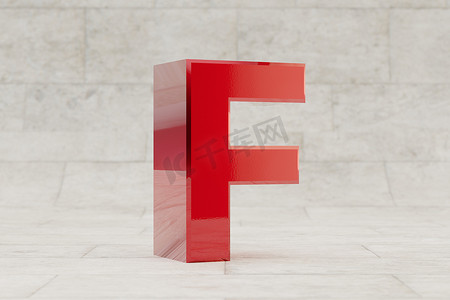 红色 3d 字母 F 大写。