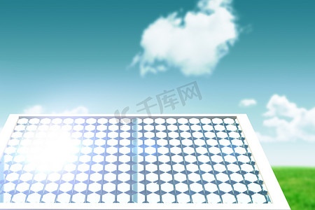 带六边形玻璃的太阳能电池板的合成图像