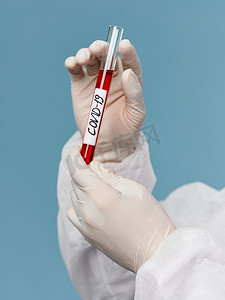 研究分析实验室血液 covid-19 疫苗蓝色背景