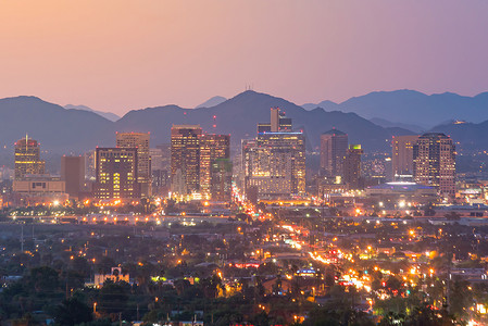 亚利桑那州凤凰城市中心的顶视图