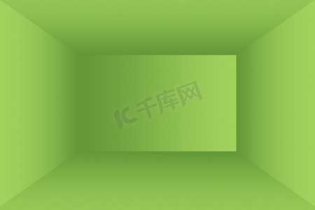 豪华纯绿色渐变抽象工作室背景空房间，为您的文字和图片提供空间