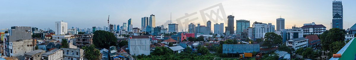 城市生活背景摄影照片_印度尼西亚爪哇雅加达城市天际线