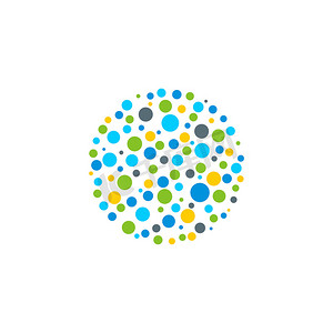 圆点创意设计摄影照片_彩色圆点圆形标志模板插画设计。