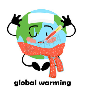 地球日海报摄影照片_全球暖化。