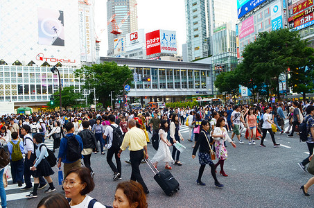 日本东京涩谷十字路口。
