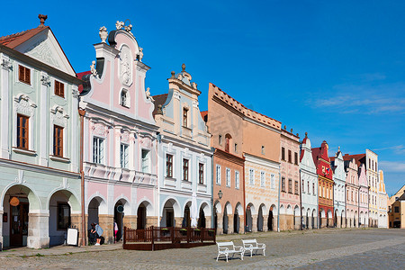 捷克泰尔奇镇和著名的主广场（联合国教科文组织世界遗产）。