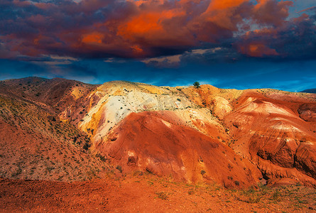 土壤风景摄影照片_火星景观与日落