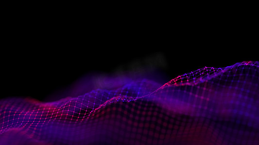 紫色科技音乐波浪背景。