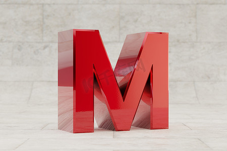 红色 3d 字母 M 大写。