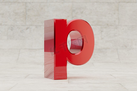红色 3d 字母 P 小写。
