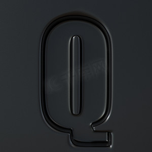 黑色雕刻字体字母 Q 3D