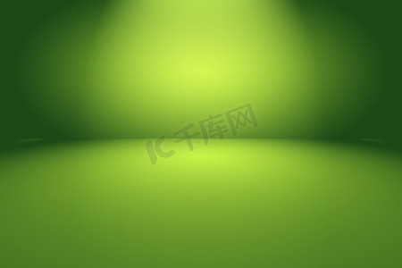 渐变元素背景摄影照片_绿色渐变抽象背景空房间，为您的文字和图片提供空间。