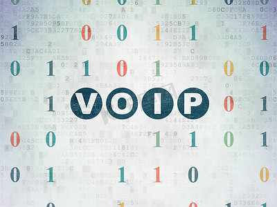 Web 开发概念：数字数据纸背景上的 VOIP