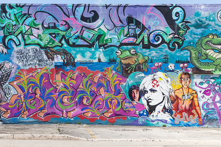 迈阿密，美国-2014 年 8 月 29 日：2014 年 8 月 29 日在迈阿密涂鸦区墙上的涂鸦。