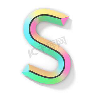 霓虹色明亮字体字母 S 3D