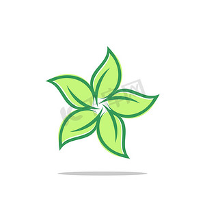 绿叶星标志模板插图设计。