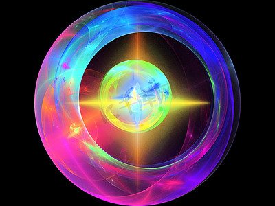 彩色分形等离子球，混沌等离子能量串。