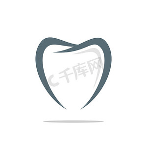 牙齿形状牙科标志模板插图设计。