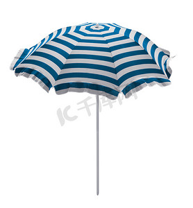 沙滩伞-浅蓝白条纹