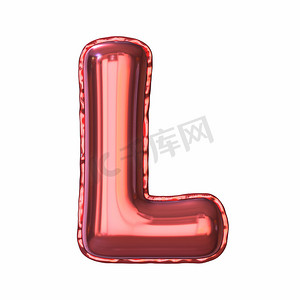 红色金属气球字体字母 L 3D