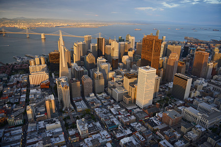 南京地标性建筑摄影照片_旧金山市中心鸟瞰图