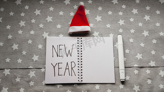 新年目标摄影照片_用笔写新年目标的笔记本