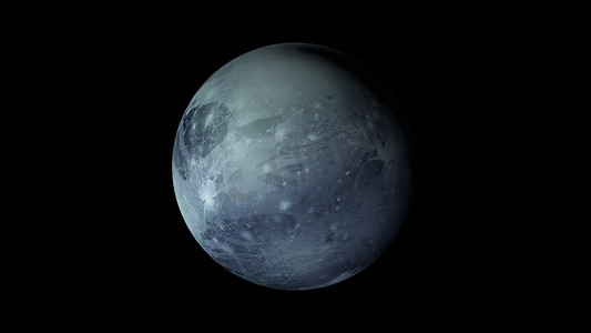 计算机生成的行星冥王星在宇宙恒星空间中的旋转。