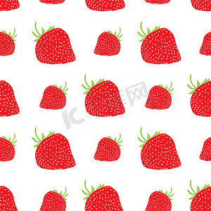 水果背景无缝图案与手绘skech草莓矢量图