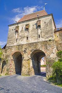 门门楼摄影照片_堡垒的中世纪门塔