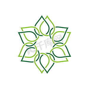 绿线观赏花卉标志模板插图设计。