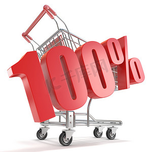 购物车前有 100% - 百分百折扣。