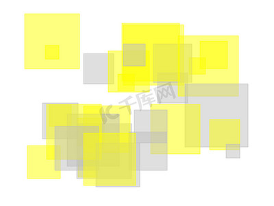 白色背景的抽象灰色黄色方块