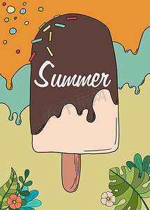 矢量冰淇淋摄影照片_冰淇淋的可爱矢量插图